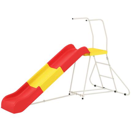 Front. Qaba - Slide for Kids, Metal Freestanding Playground Equipment with Climbing Ladder, for Backyard, Outdoor.