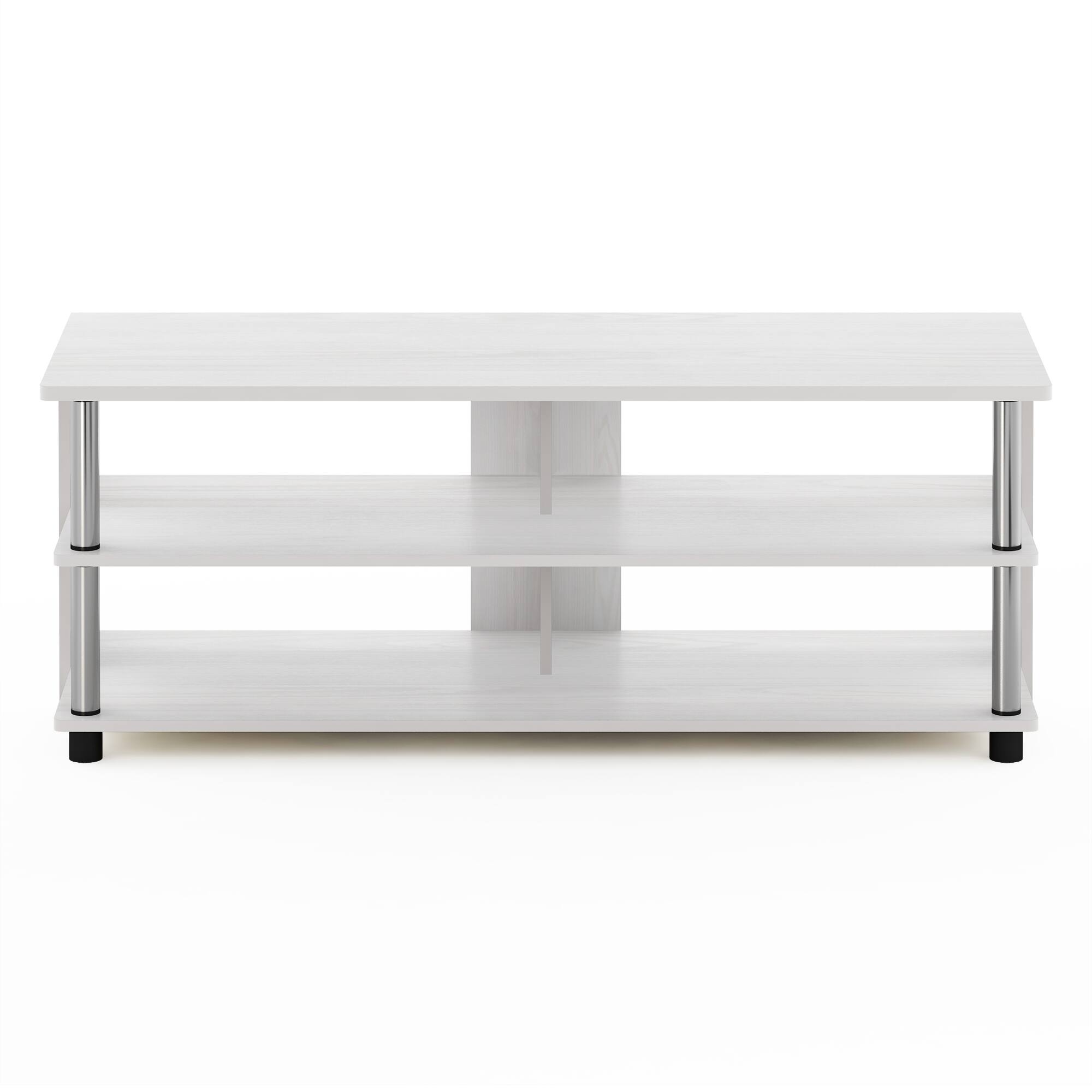 Alt View 2. Furinno - Sully 3-Tier TV Stand for TV up to 48, Stainless Steel Tubes - White Oak/Stainless Steel.