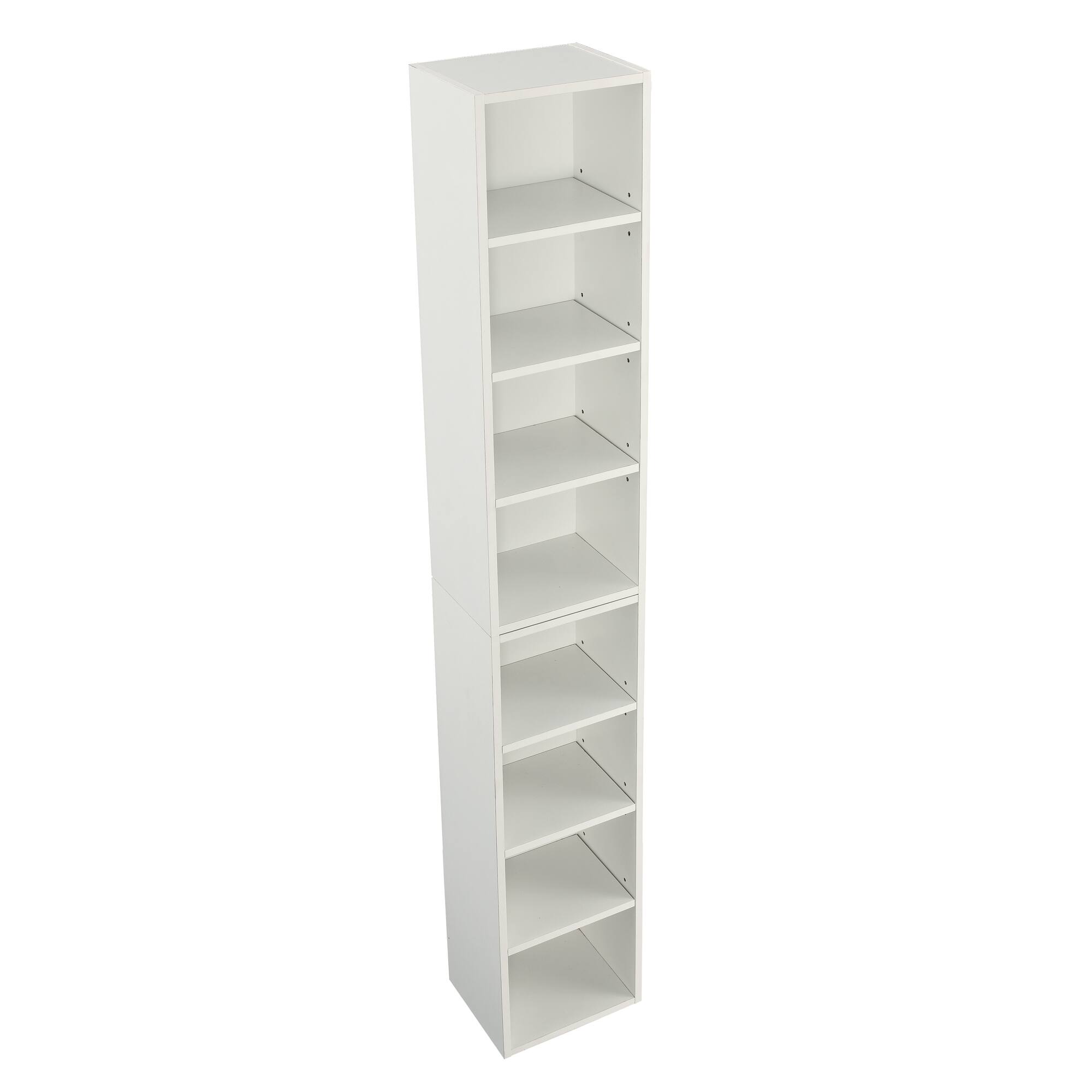 Alt View 10. Tiramisubest - 8-Tier Tall Narrow Bookcase Display Bookshelf with Adjustable Shelves, Multi-Functional Double-Decker Bookcase, White - White.