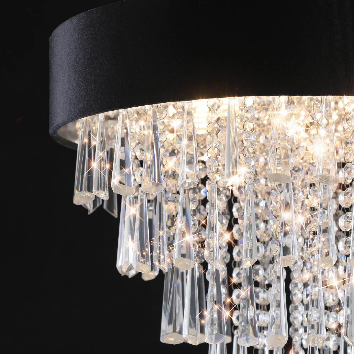 Alt View 8. Loheer - Loheer 18-Inch Modern Crystal Chandelier with Black Velvet Shade, Adjustable Height, Eight-Light G9 Fixture.
