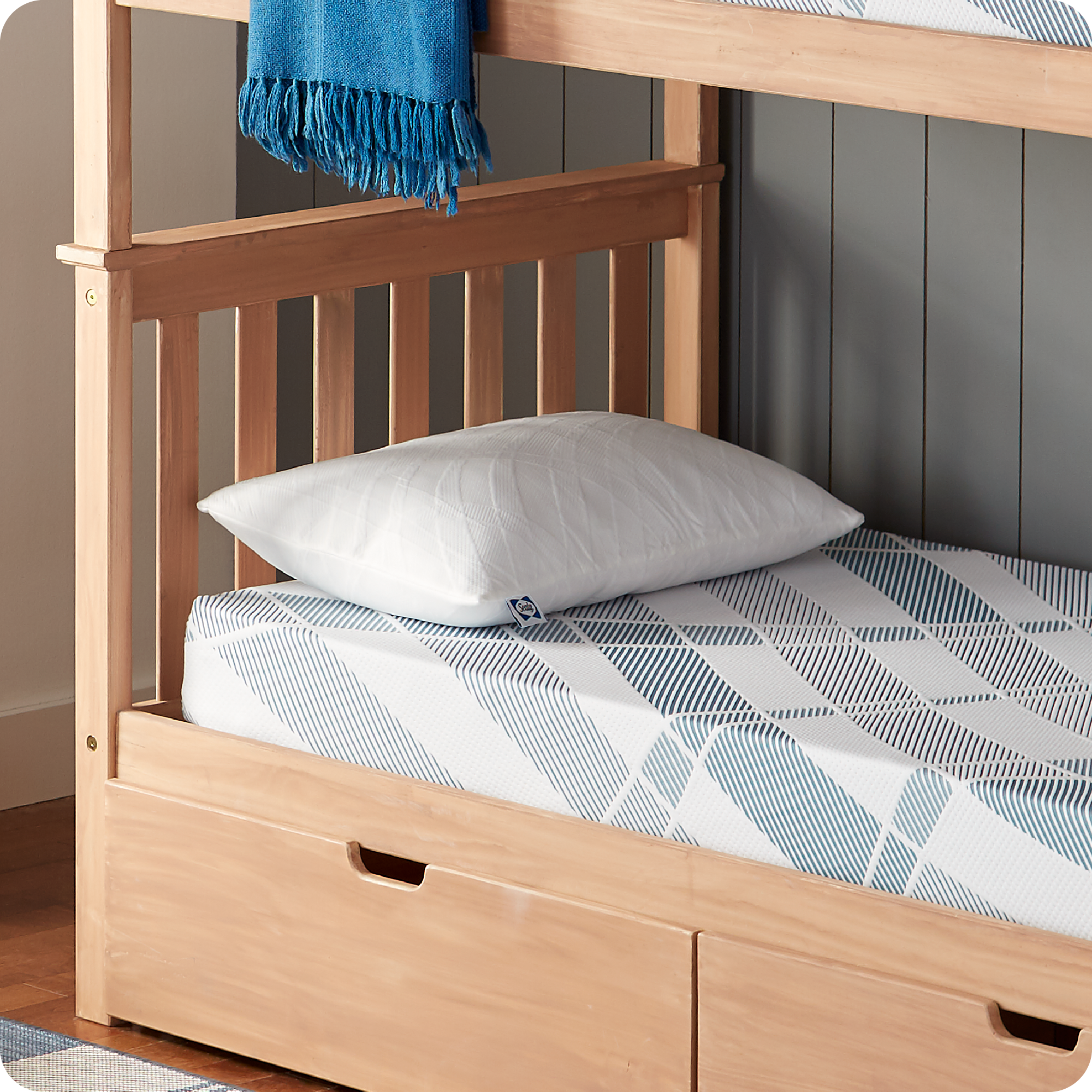 Alt View 5. Sealy - Dreamlife™ Shredded Foam Pillow - Twin Pack, Standard - White/Blue.