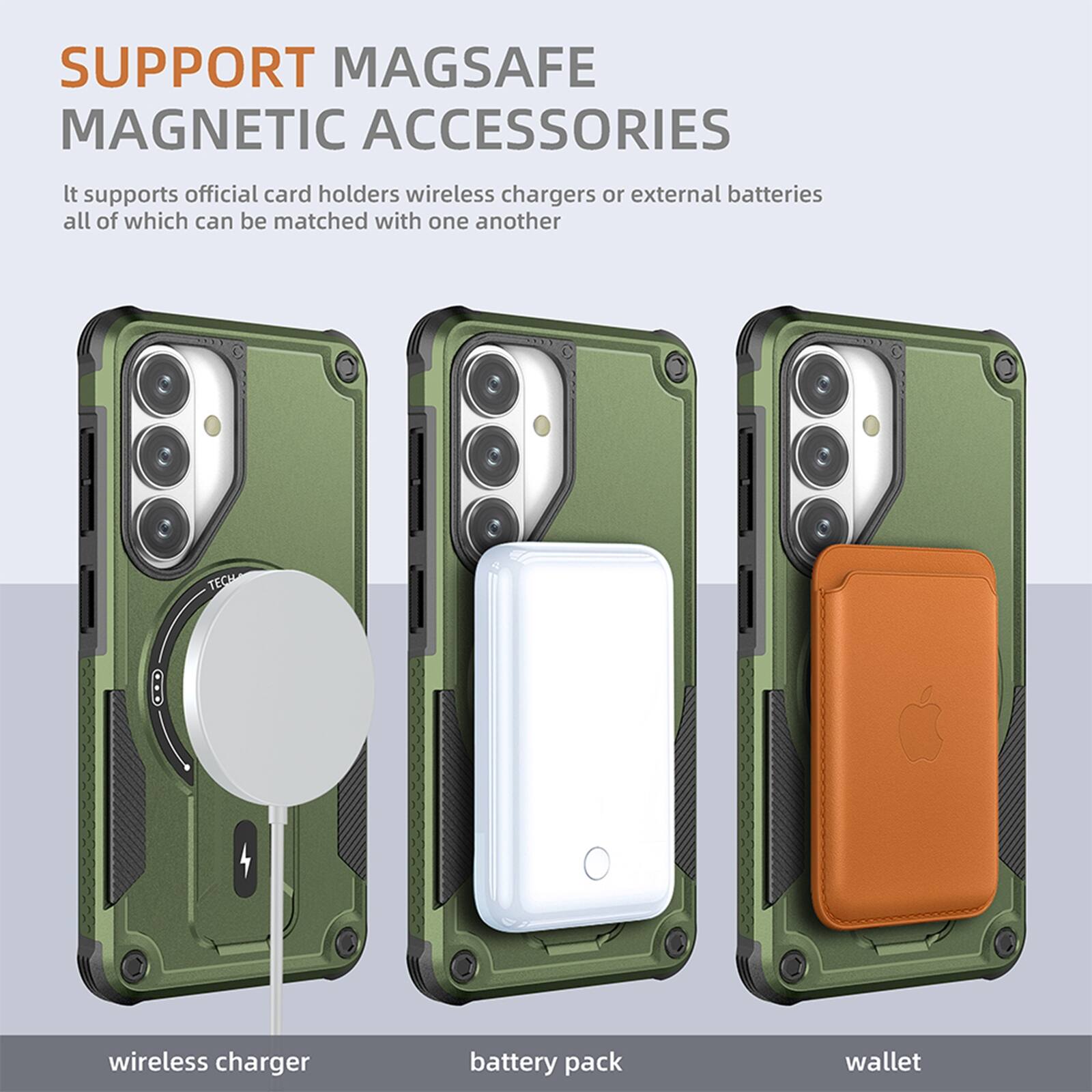 SUPPORT MAGSAFE MAGNETIC ACCESSORIES

It supports official card holders, wireless chargers, or external batteries, all of which can be matched with one another.

wireless charger  
battery pack  
wallet