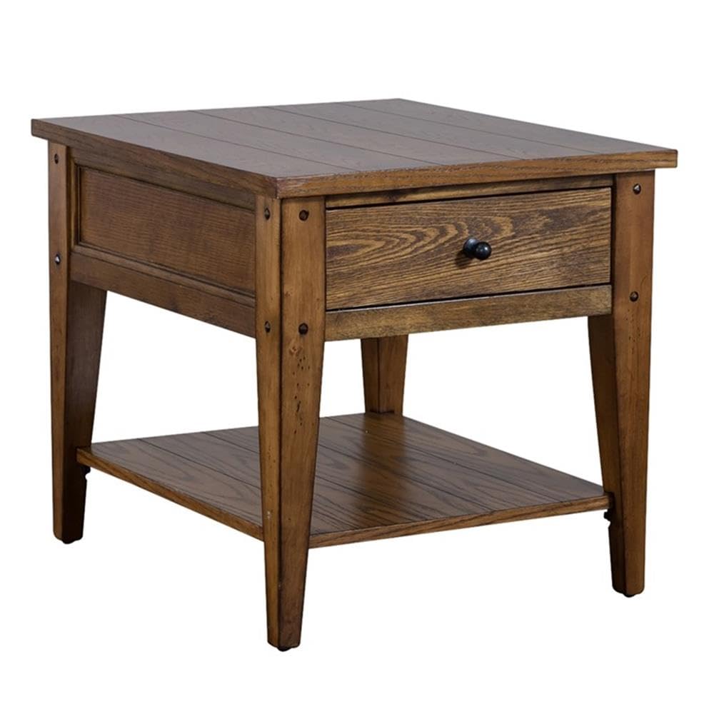 Alt View 3. Liberty Furniture Industries - Lake House End Table in Oak - Brown.
