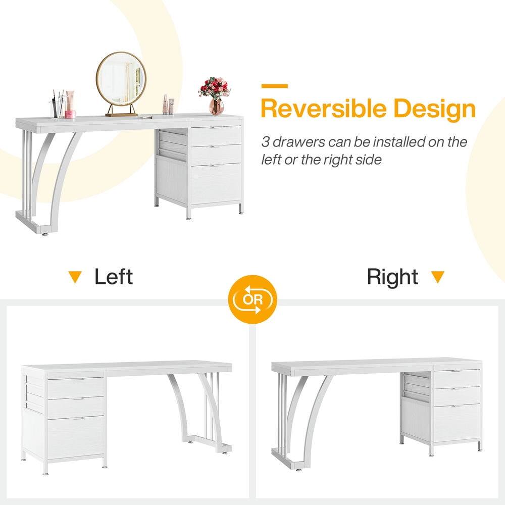 Reversible Design  
3 drawers can be installed on the left or the right side  

Left  
OR  
Right