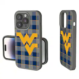 Keyscaper - NCAA - West Virginia Mountaineers Plaid Soft Touch iPhone Case - 15 - Gray