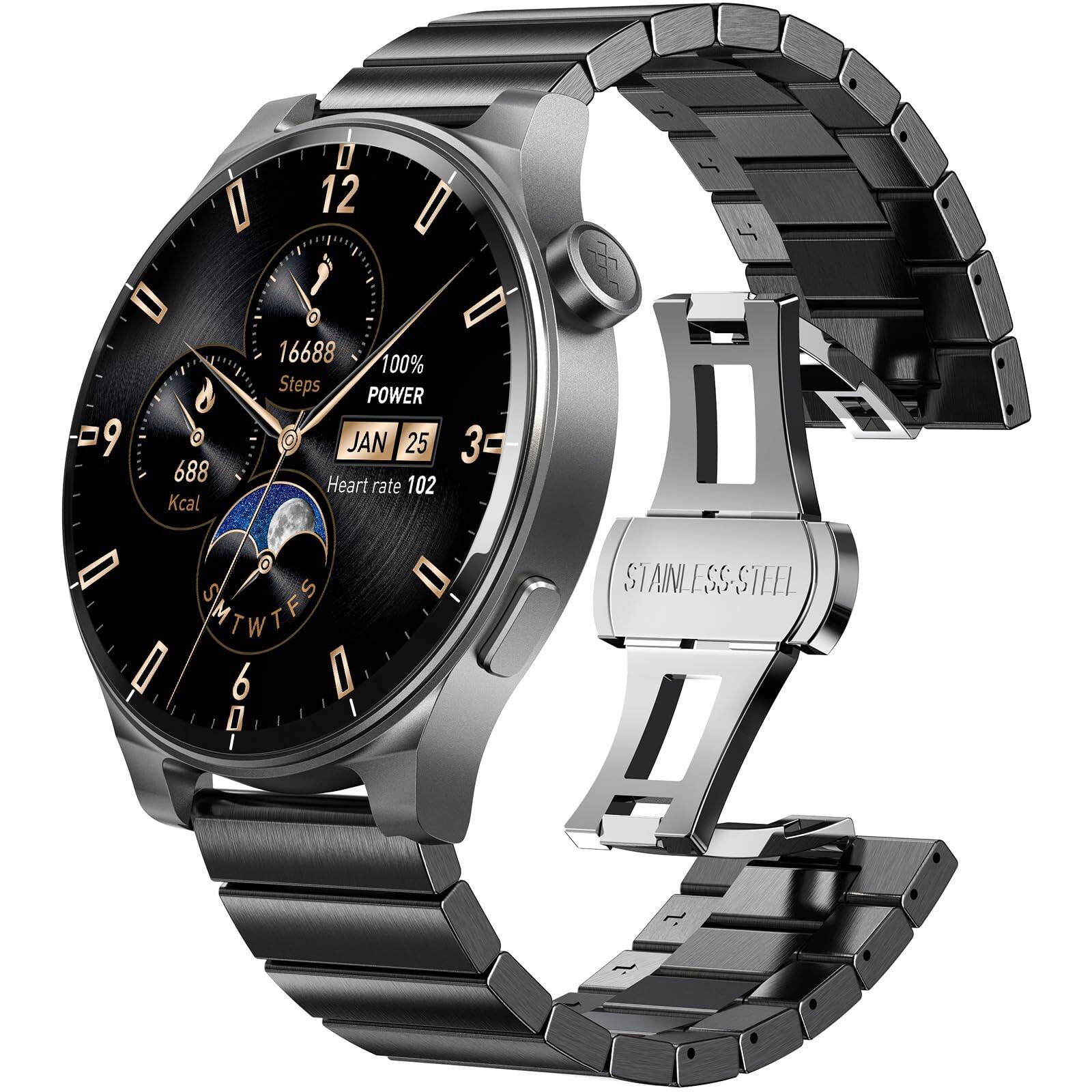 D I 12 I - - 16688 100% d Steps POWER 9 JAN 25 3- 688 Heart rate 102 Kcal - S S JMTWTES M T W T I 6 0 - STAINLESS-STEEL STEEL