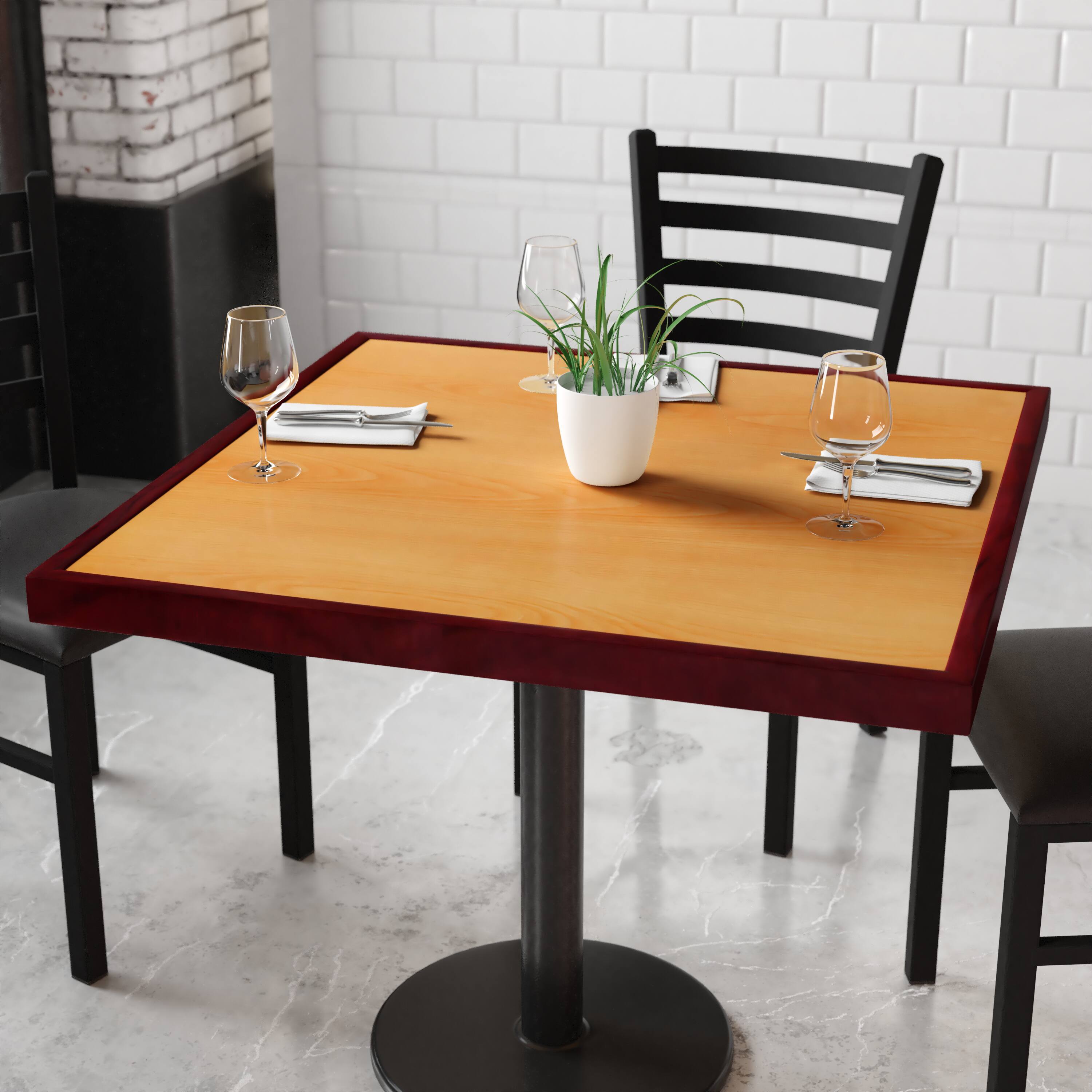 Alt View 1. Emma + Oliver - 36" Square 2-Tone High-Gloss Resin Table Top with 2" Thick Drop-Lip - Cherry/Mahogany.