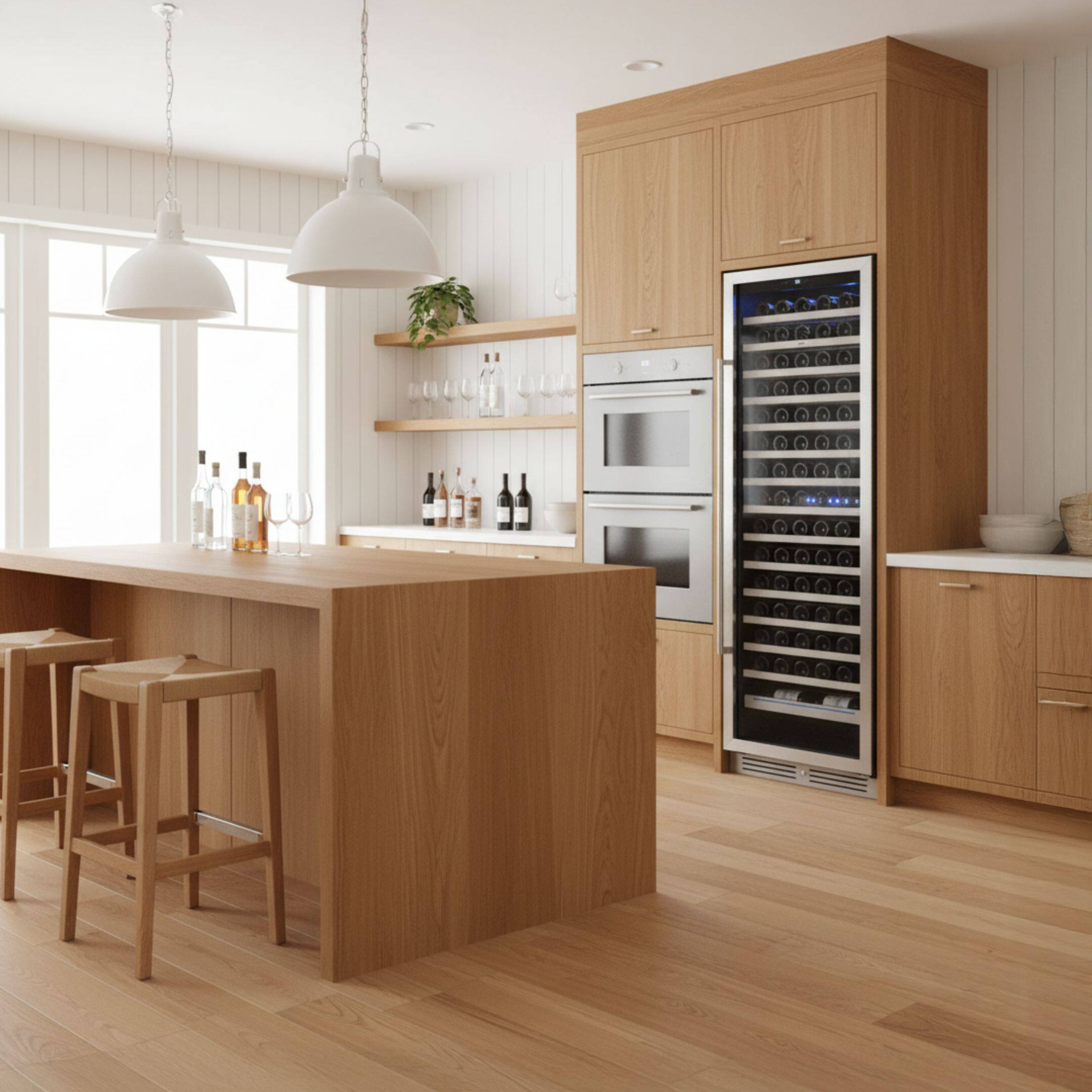 Alt View 1. Yeego - 24" Wine Cooler Refrigerator, 165-Bottle, Stainless Steel ，Freestanding & Built-in，2 LED Stainless Steel , for Home Bar - Stainless Steel.