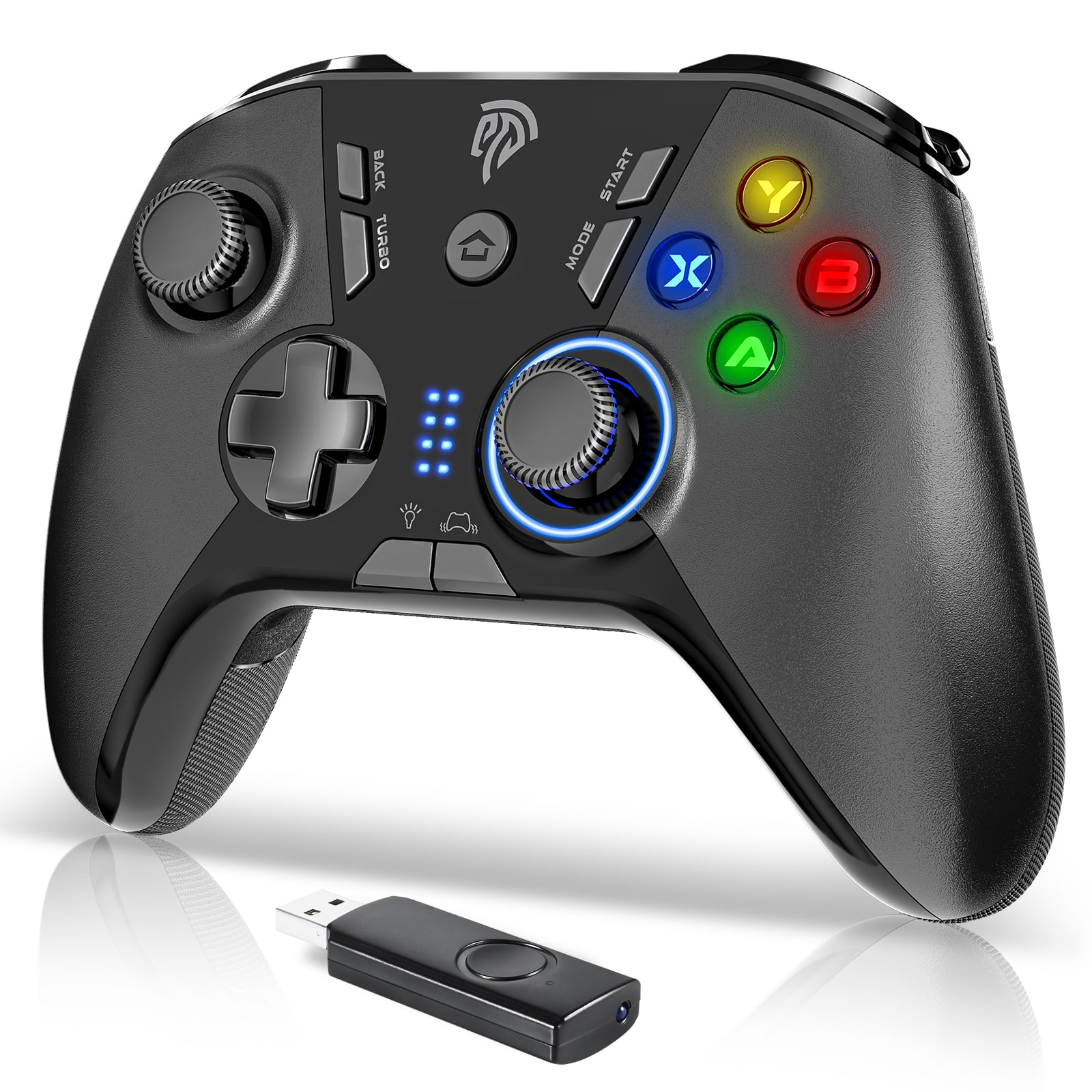 EasySMX - 9110 Wireless PC Controller, Gamepad for Windows, Steam/Deck, Android TV Box, Switch, with Dual Shock - Black