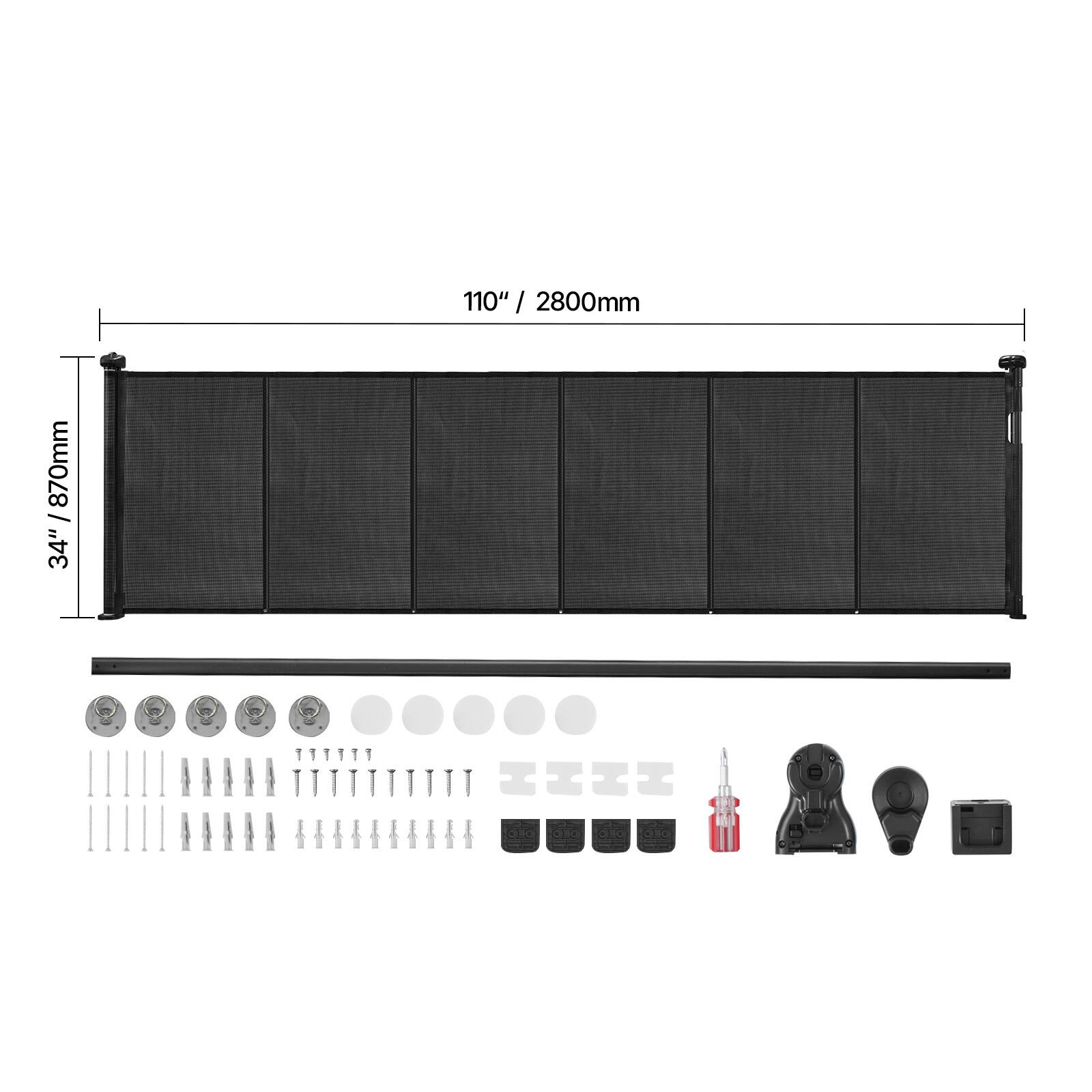 The corrected text is: 110" / 2800mm / 870mm / 34"