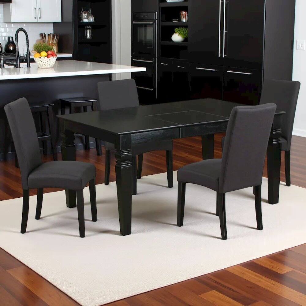 Left. FurniFact - Elegant Black Dining Room Table Set – Kitchen Table and Chairs for 4 - Brown.