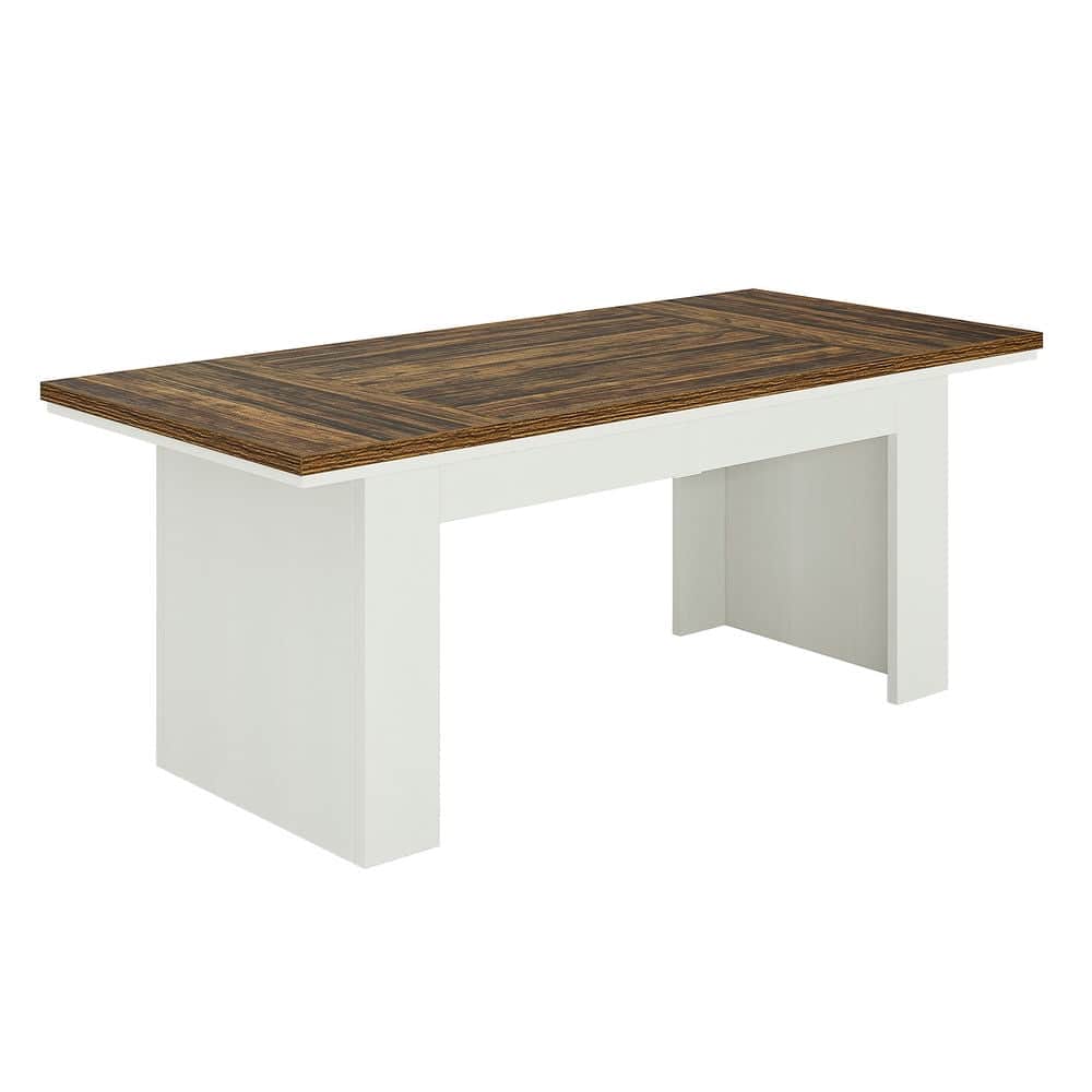 Kadyn - Study Writing Desk,63" Computer Desk, Ergonomic Office Desk with Drawers & Monitor Stand - Rustic Brown & White
