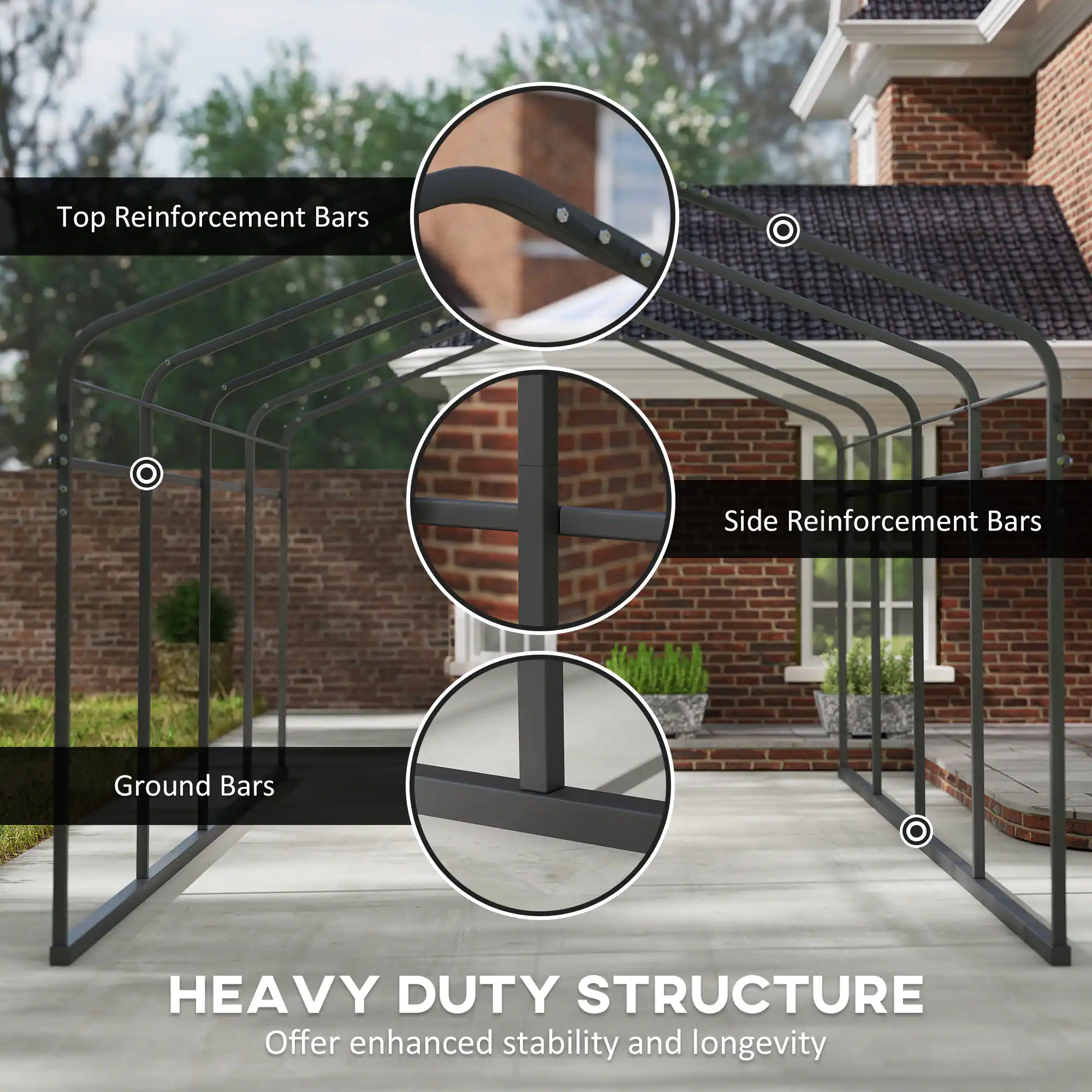 Top Reinforcement Bars  
Side Reinforcement Bars  
Ground Bars  

HEAVY DUTY STRUCTURE  
Offer enhanced stability and longevity