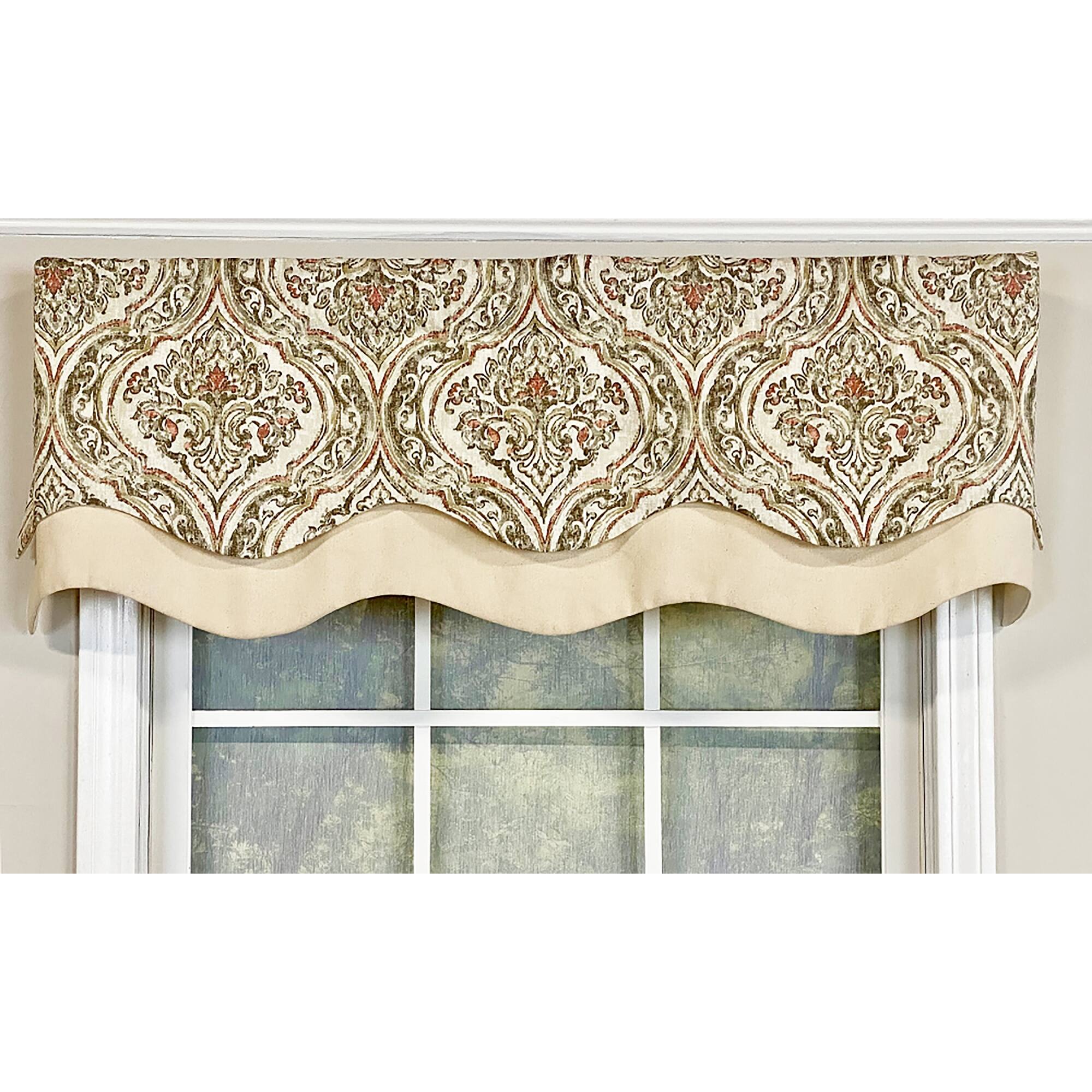 Angle. RLF Home - RLF Home Diamond Damask Glory Valance Blush. 3" Rod Pocket, Layered. 50" x 16" - Blush.