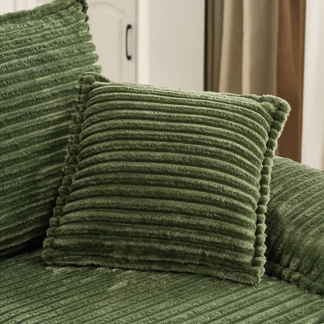 Alt View 1. Aukfa - Oversized Sofa Chair & Ottoman Set - Deep Seat, Modular Sleeper Couch, Teddy-Fleece, No Assembly. - Green.