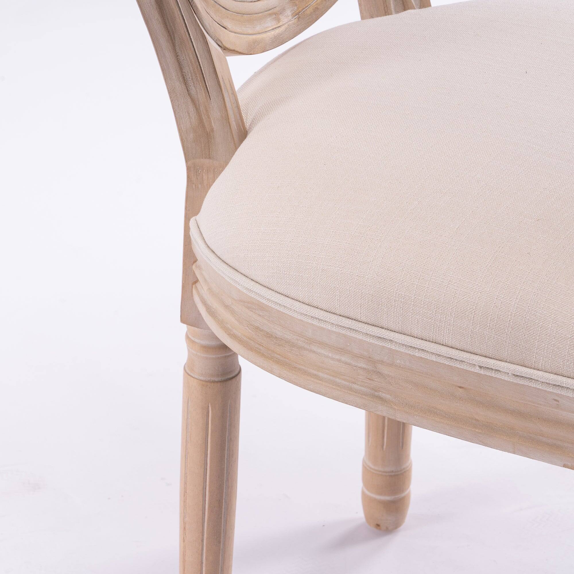 Alt View 3. Boyel Living - Cream French Style Solid Wood Frame Linen Fabric Oval Back Dining Chair Set of 2 - Beige.