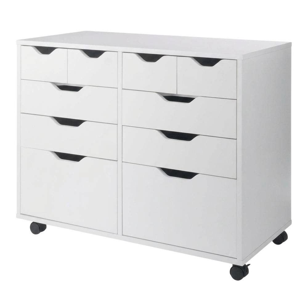 Left. FurniFact - Composite Wood Storage Cabinet with Doors for Kitchen and Office - White.