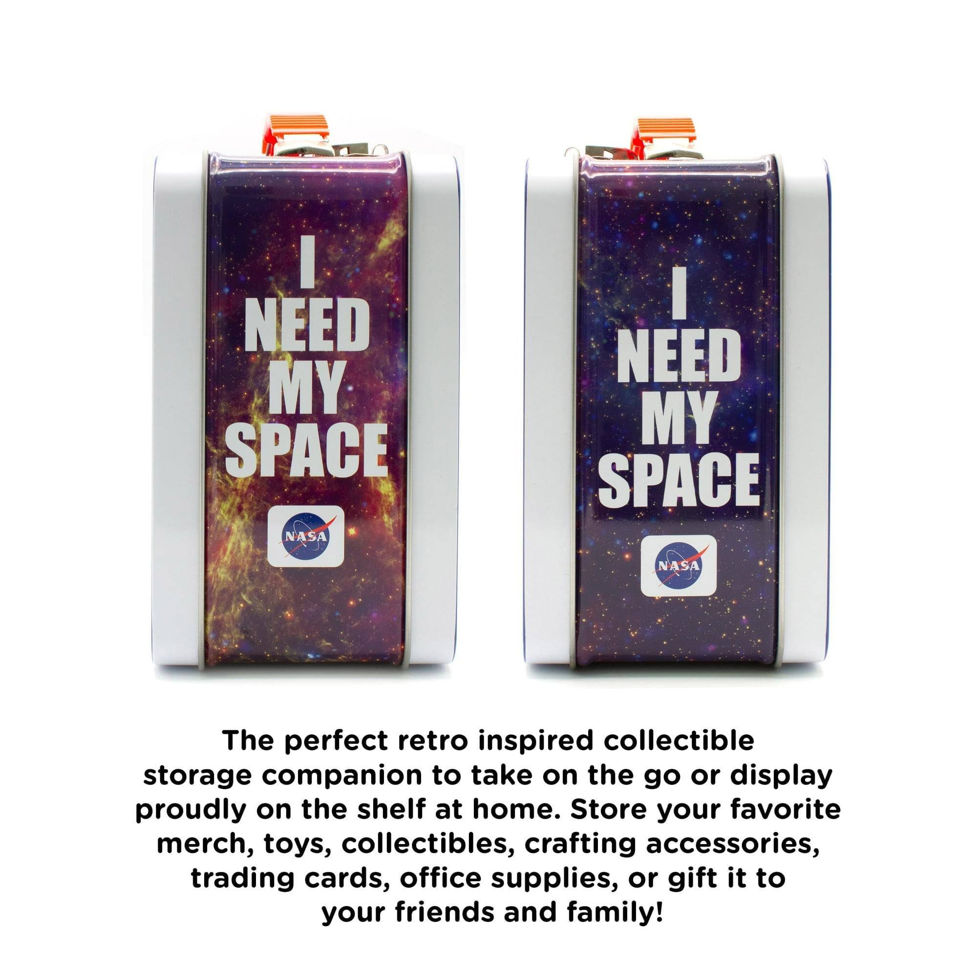 I NEED MY SPACE NASA

The perfect retro inspired collectible storage companion to take on the go or display proudly on the shelf at home. Store your favorite merch, toys, collectibles, crafting accessories, trading cards, office supplies, or gift it to your friends and family!