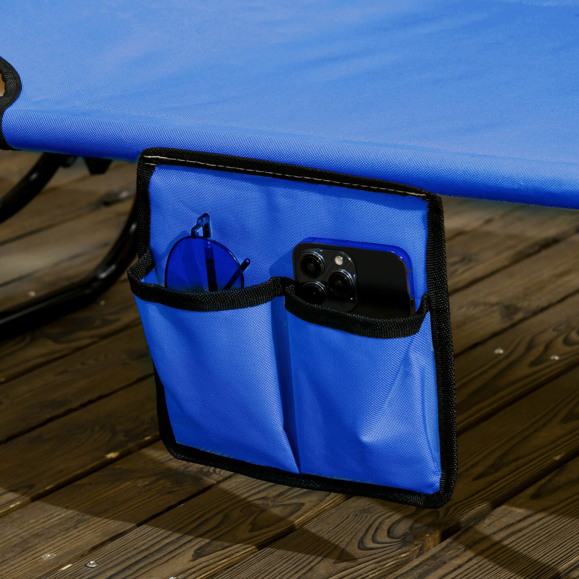 Alt View 7. Outsunny - Chaise Lounge Chairs Set of 2, Folding Lounge Chairs with Sunshade, Reclining Back - Blue.
