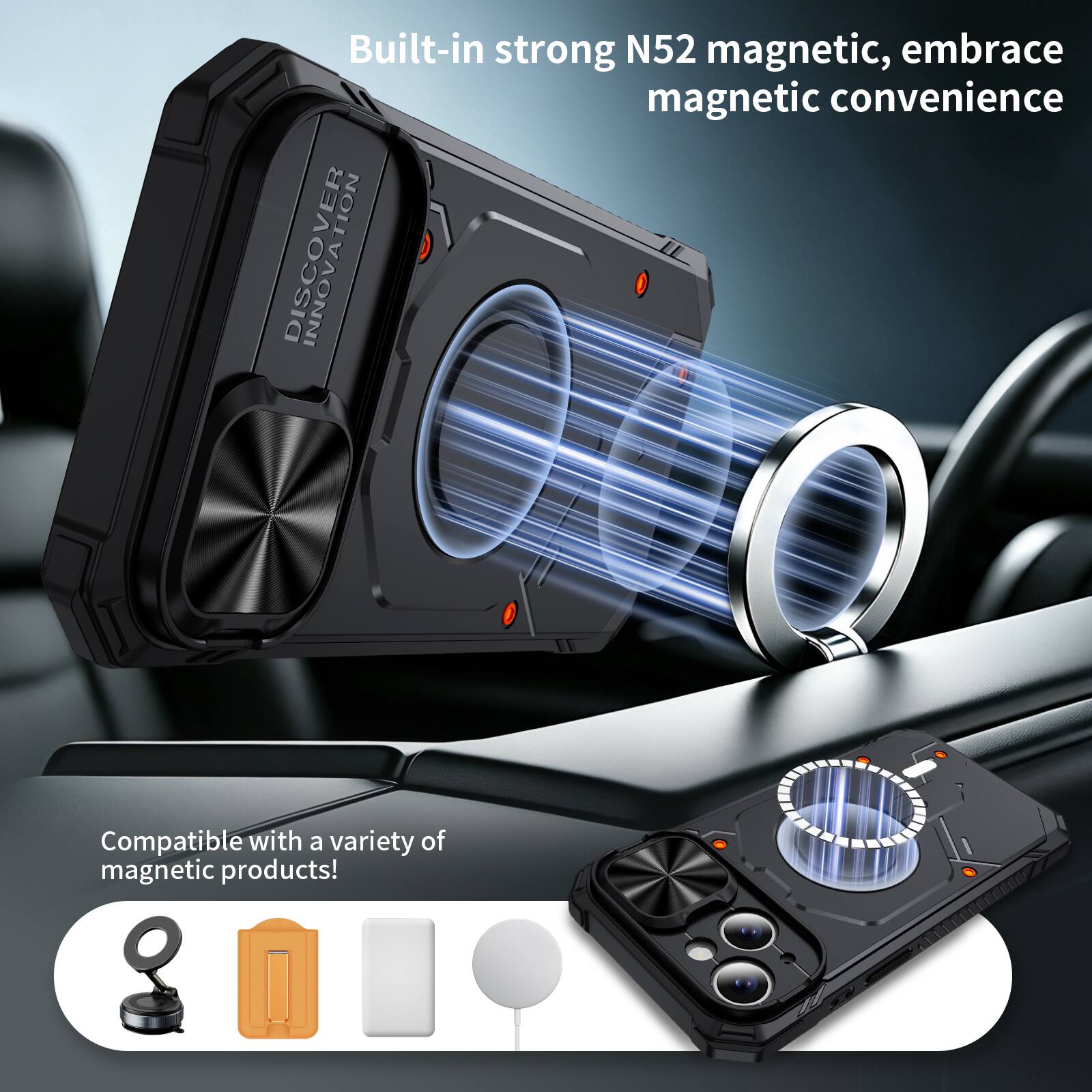 Built-in strong N52 magnetic, embrace magnetic convenience

Compatible with a variety of magnetic products!