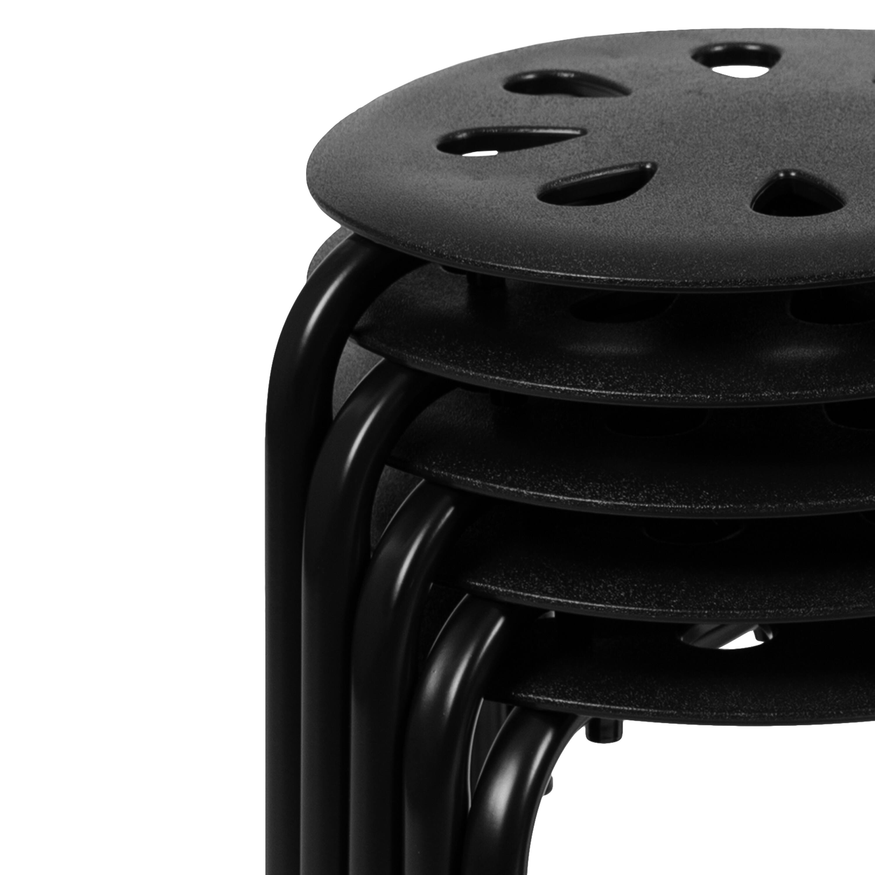 Alt View 7. Emma + Oliver - Plastic Nesting Stack Stools - School/Office/Home, 17.5"Height (5 Pack) - Black.