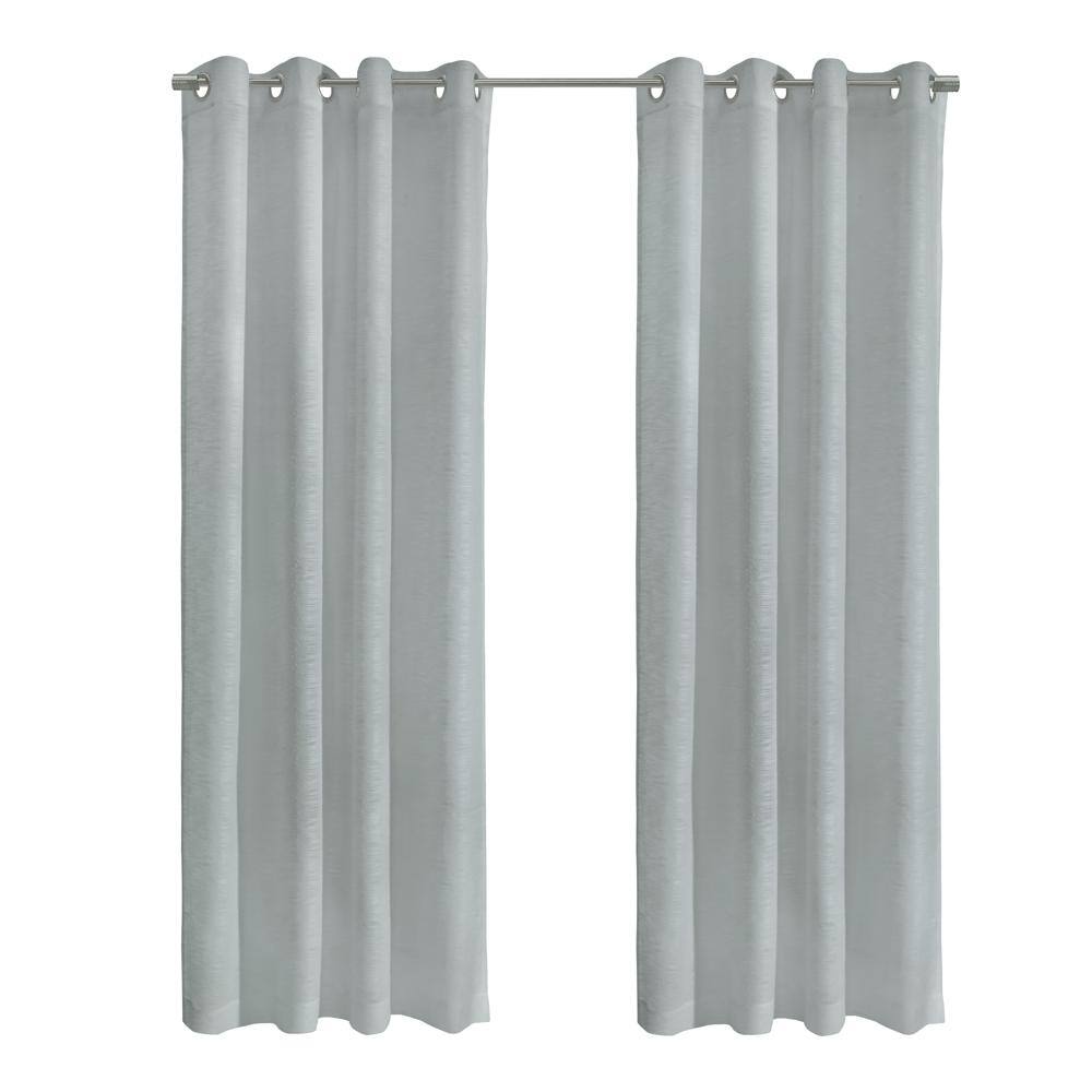 Front. Commonwealth Home Fashions - Habitat Boucle Sheer Premium Stylish and Functional Grommet Curtain Panel 52" x 108" Light Grey - Light Grey.