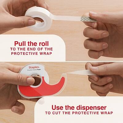 Pull the roll to the end of the protective wrap.

Use the dispenser to cut the protective wrap.