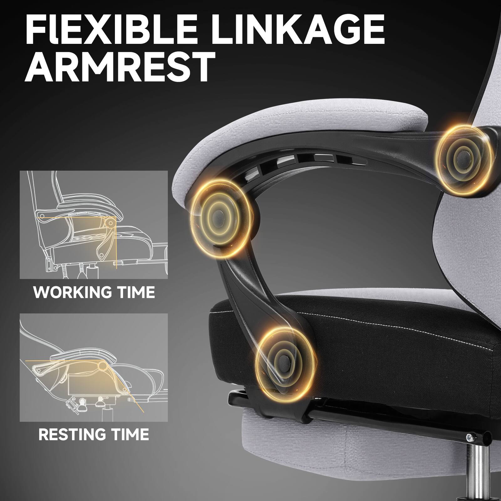 FLEXIBLE LINKAGE ARMREST

WORKING TIME

RESTING TIME