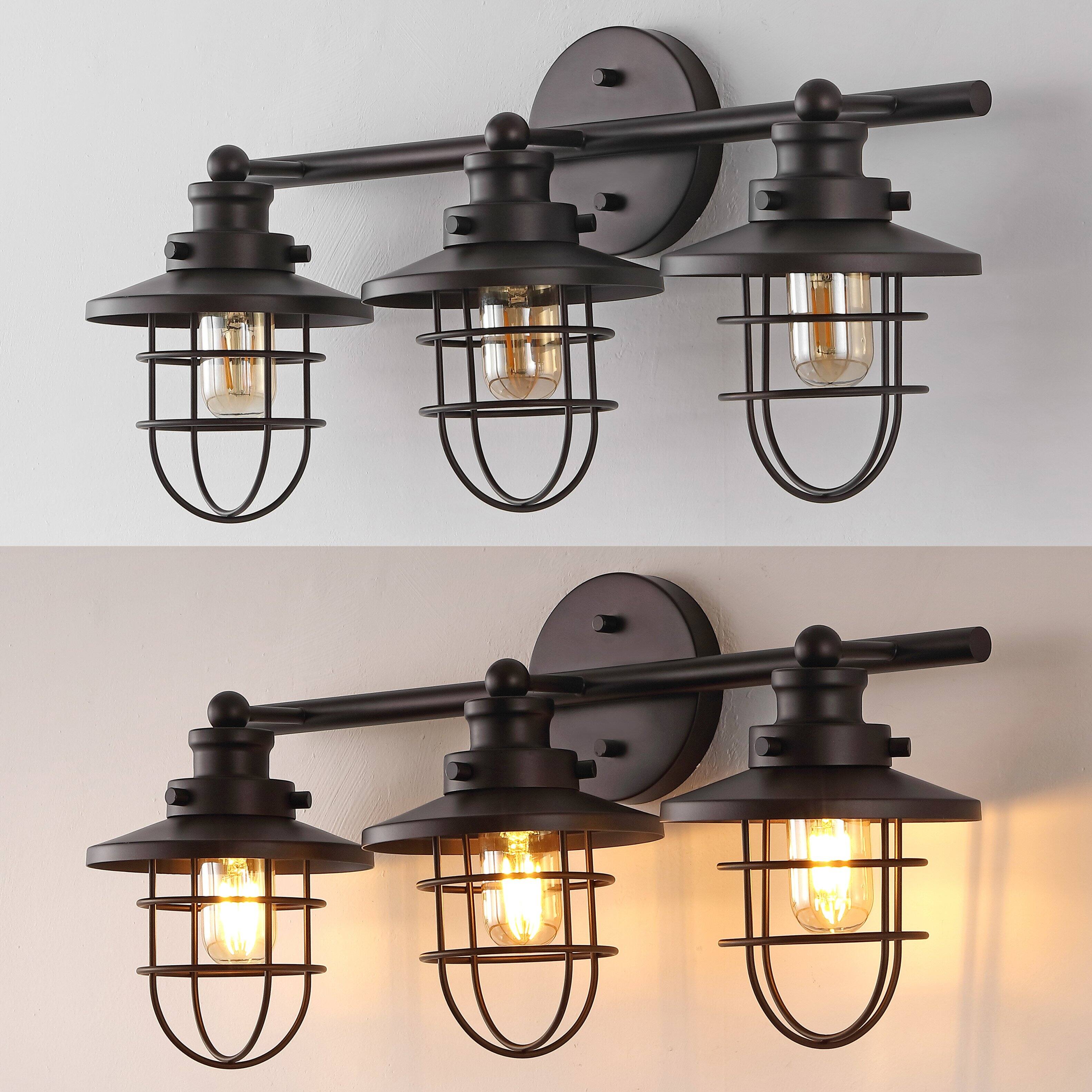 Alt View 5. Jonathan Y - Ellis 24" 3-Light Industrial Farmhouse Vanity Light with Bathroom Hardware Accessory Set, Brushed Nickel (5-Piece) - Brushed Nickel.