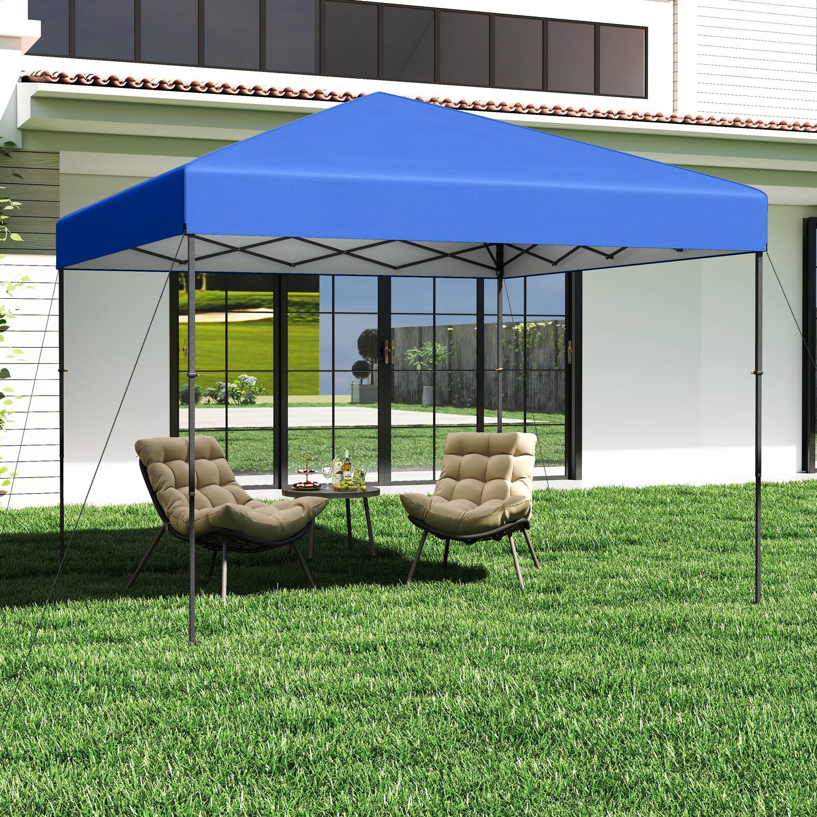 Alt View 1. Gymax - Gymax 10 X 10 FT Pop up Canopy Tent w/ Portable Carrying Bag 8 Stakes 4 Wind Ropes Blue - Blue.