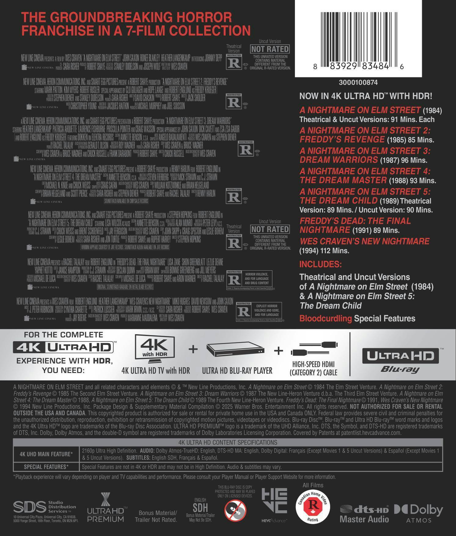 Back. A Nightmare on Elm Street: 7 Film Collection (4K Ultra HD + Digital) [UHD].