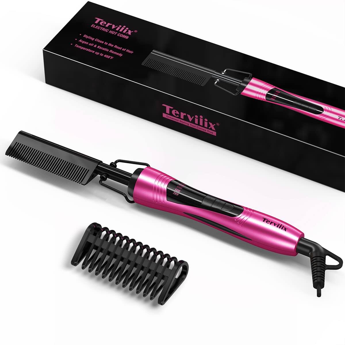 ELECTRIC Terviix HOT COMB Styling Close Argan Wax the & Repair Temperature Keratina of Hair up to 460°F Remedy Terviix UPLAZIUS styling Tool Comes True