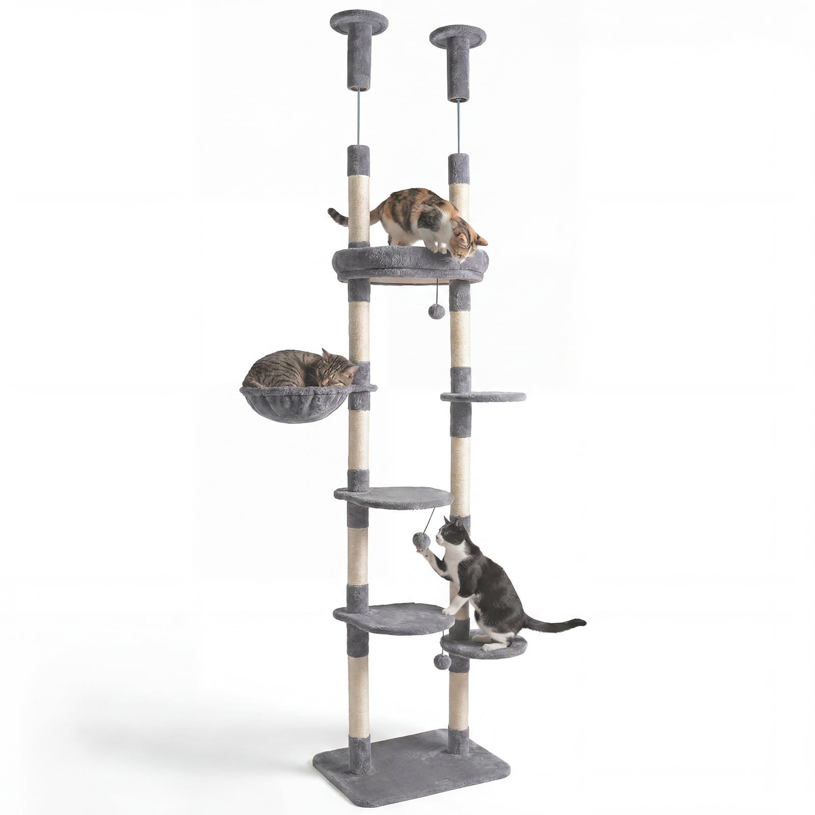 Gymax - 6-tier Floor to Ceiling Cat Tree w/Plush Bed Hammock Sisal Scratching Posts Gray price history on PriceWatchPro