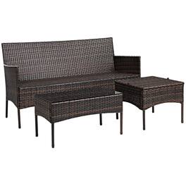 Kadyn - Patio Furniture Sets,Outdoor & Patio Furniture Sets,3 Pieces Patio Furniture Sectional Set with 5 Cozy Cushions-Black - Brown