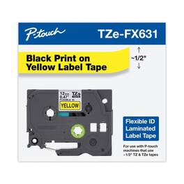 Brother - P-Touch TZEFX631CS 0.47 in. x 26.2 ft. TZe Flexible Tape Cartridge for P-Touch Labelers - Black on - Yellow