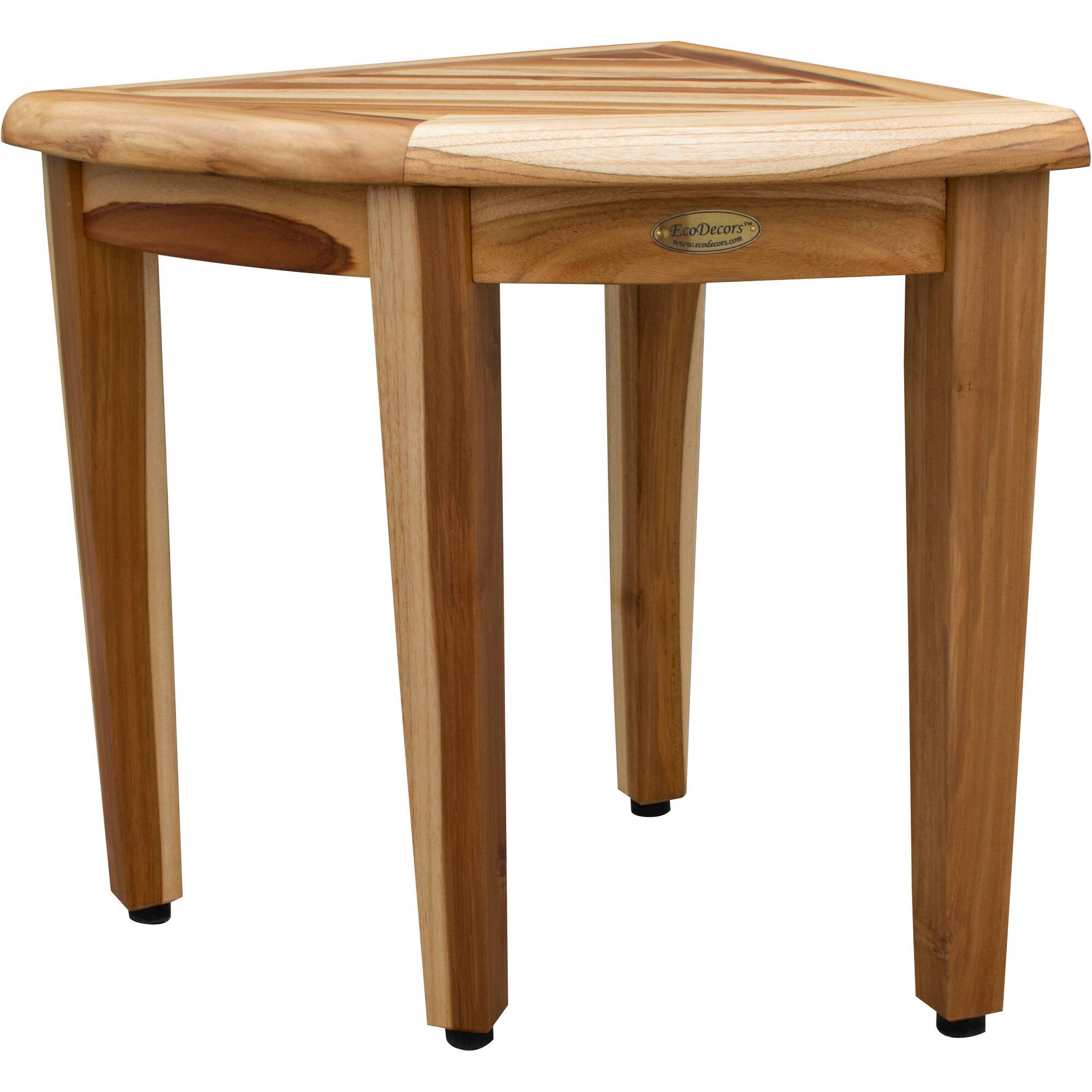 Left. EcoDecors - EcoDecors SnazzyCorner Waterproof Teak Wood Shower Bench - EarthyTeak.