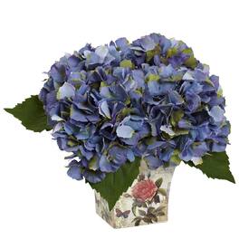 BreeBe - 9.5" Hydrangea with Floral Planter - Blue