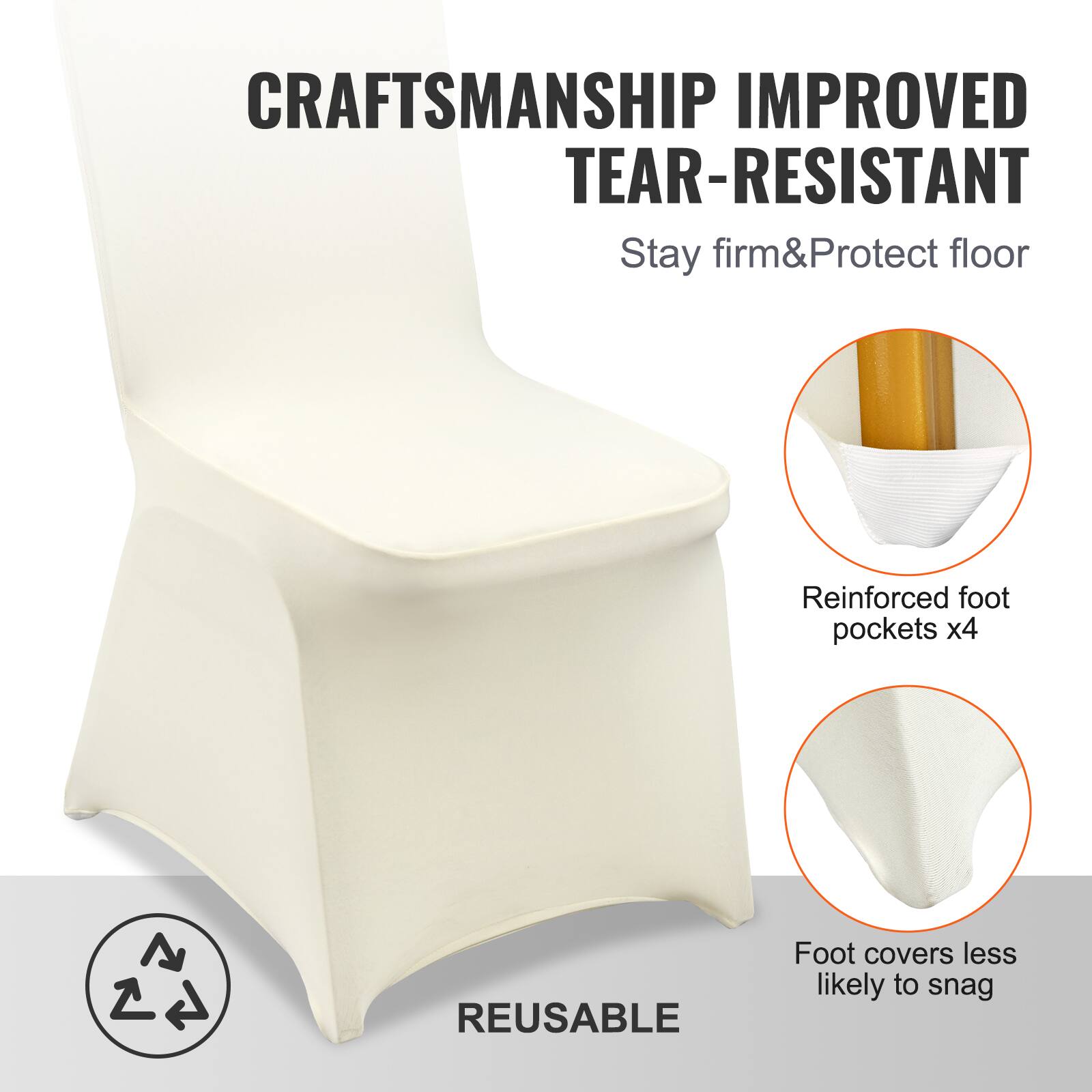 CRAFTSMANSHIP IMPROVED TEAR-RESISTANT, Stay firm & Protect floor, Reinforced foot pockets x4, REUSABLE, Foot covers less likely to snag