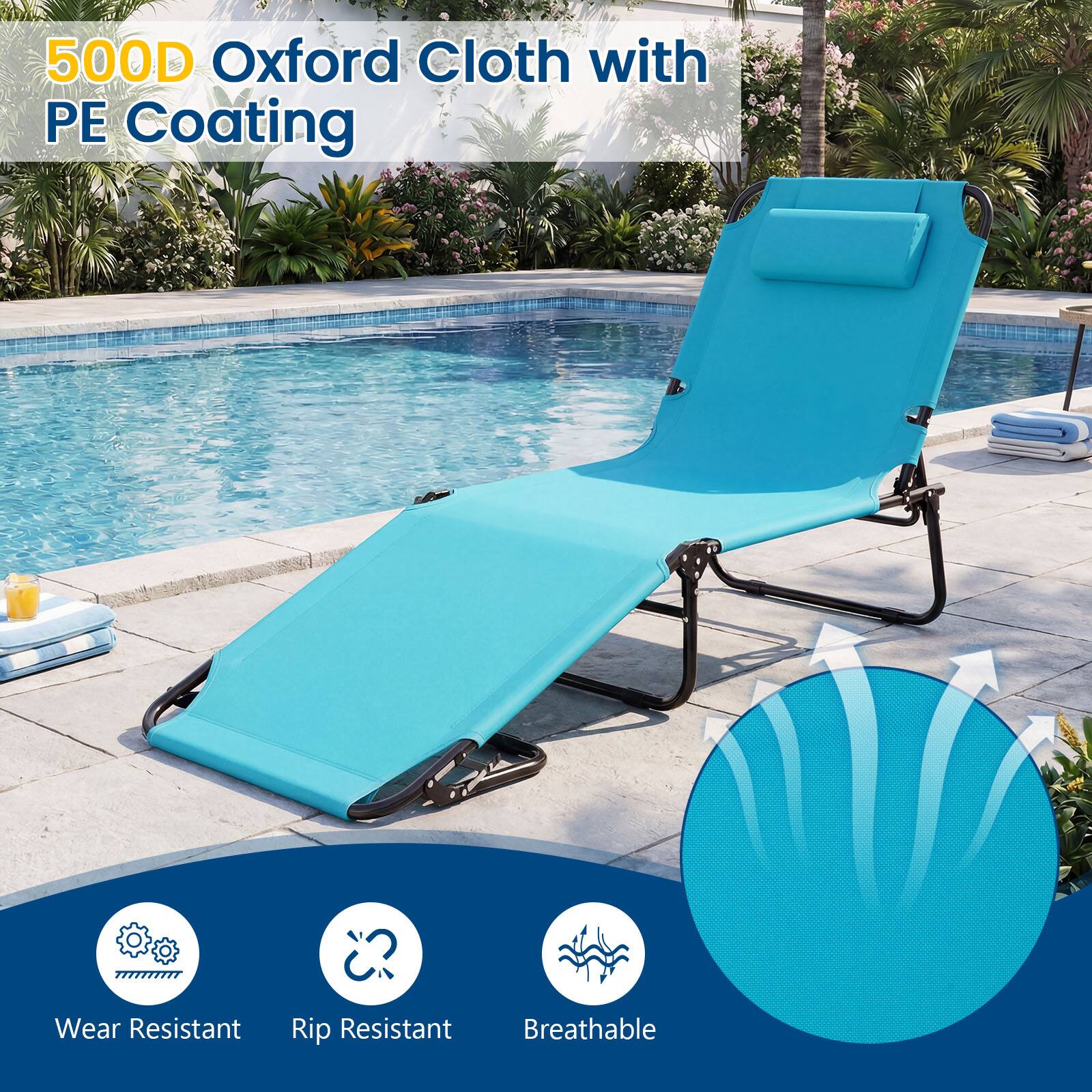 500D Oxford Cloth with PE Coating  
Wear Resistant  
Rip Resistant  
Breathable