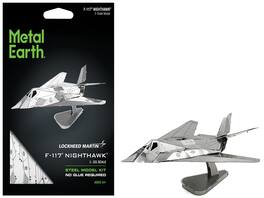 Lockheed Martin F-117 Nighthawk US Air Force Stealth Aircraft Steel Model Kit Moderate Difficulty Metal Earth - Silver