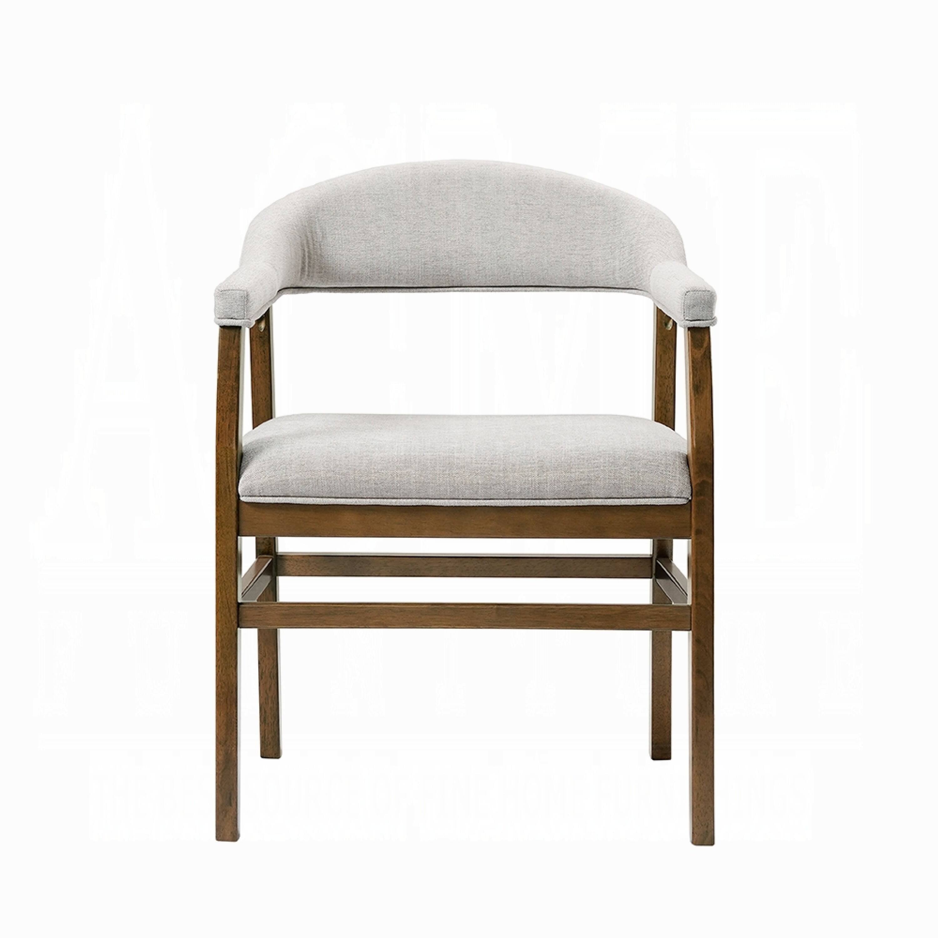 Alt View 1. Manhattan Lane - Dari Side Dining Chair Set of 2, Gray Fabric, Dark Walnut Brown Wood - Gray, Walnut Brown.