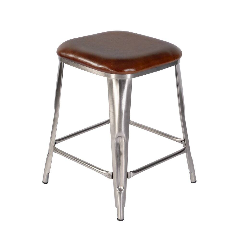 Angle. Butler Specialty - Eastham 24.75 in Seat Height Iron Counter Stool - Brown,Silver.