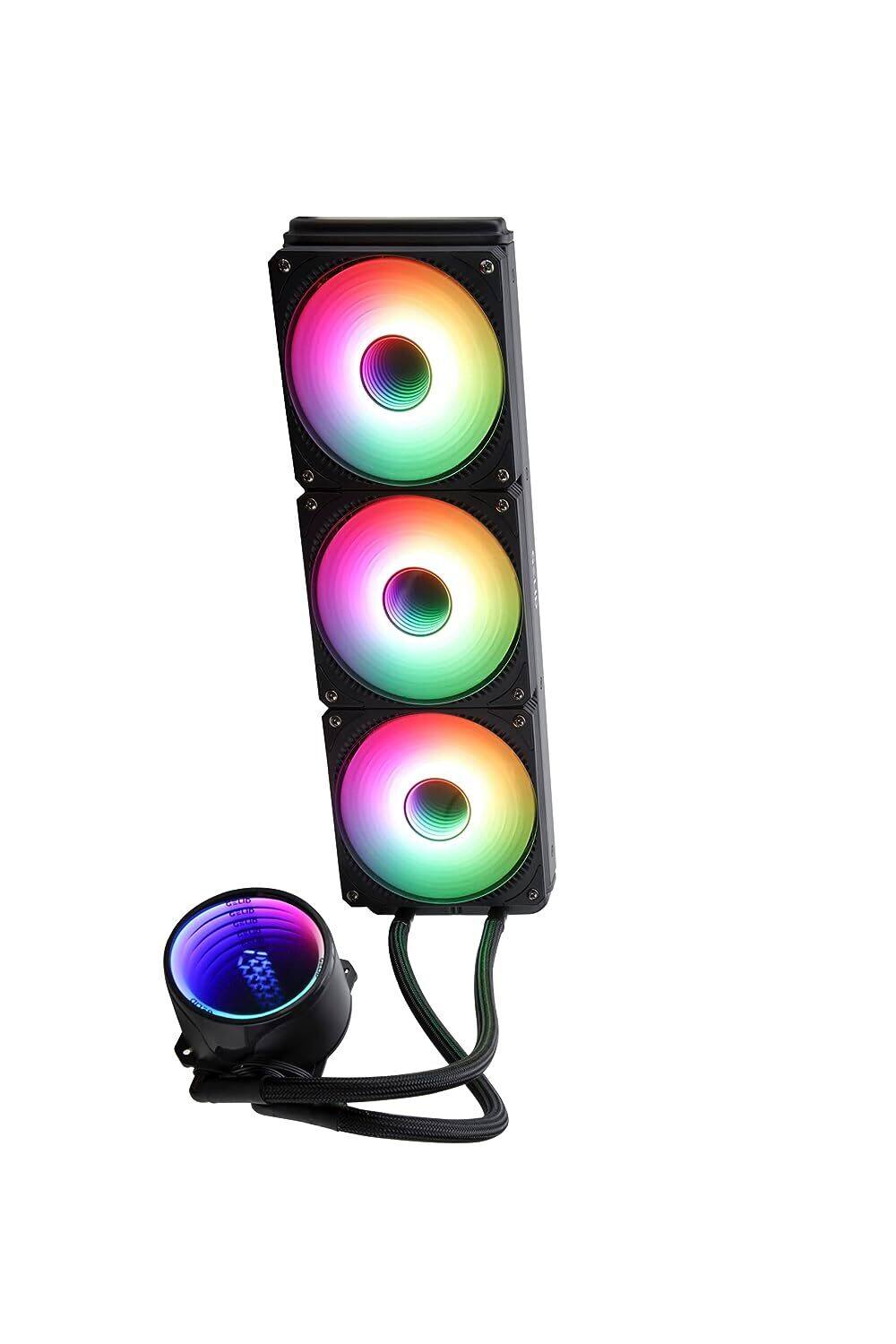 Back. Gelid Solutions - Gelid Solutions CC-AIO-360-A Liquid 360 CPU AIO Water Cooler w 3X 120mm RGB Fan 750-1800 RPM AM5 & LGA 1700 Compatible - Black.
