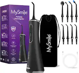 MySmile - LP211 Cordless Select Water Flosser - 260ML Reservoir - 5 Modes - 8 Jet Tips – Travel Bag - Black