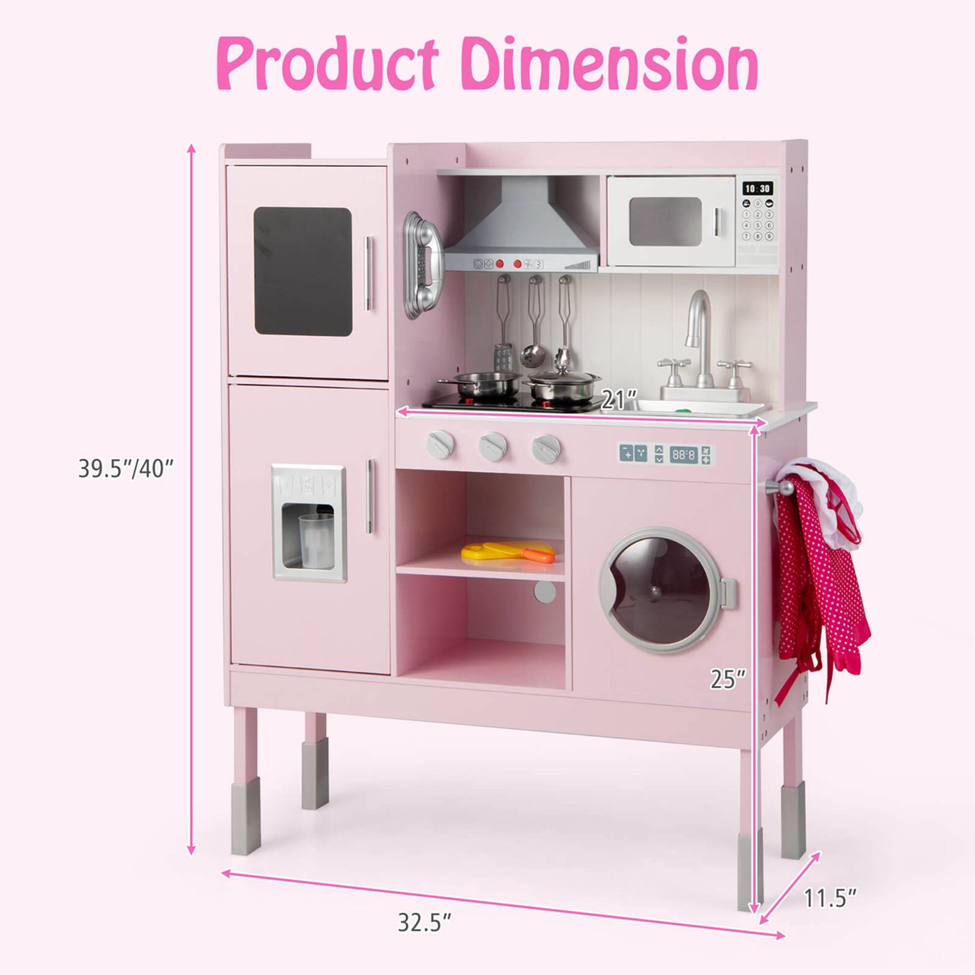 Product Dimension

- Height: 39.5"/40"
- Width: 32.5"
- Depth: 25"
- Counter Height: 21"
- Oven Height: 11.5"
