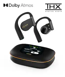 Cleer - ARC 5 Open-Ear Wireless Earbuds, Dolby Atmos & THX Spatial Audio, 60H Battery, IPX7 Waterproof - Black