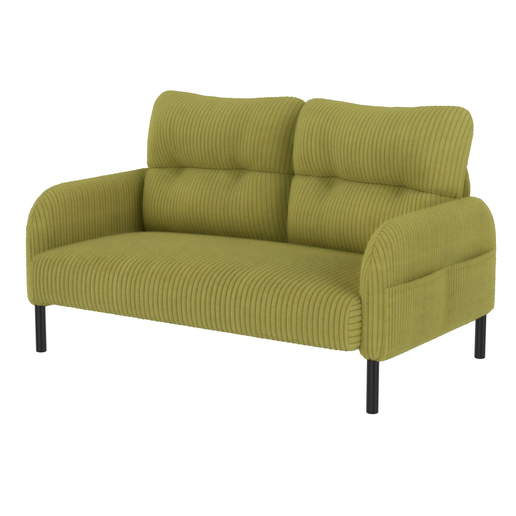 Alt View 6. GOODSILO - Elegant Corduroy Double Sofa with High Rebound Springs and Side Pockets for Living Rooms and Bedrooms - Olive Green.