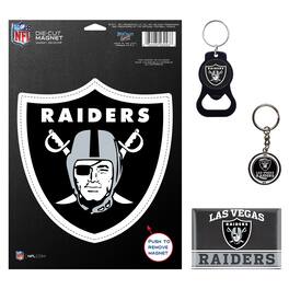 WinCraft - Las Vegas Raiders 4-Pack Key Rings and Magnets Set - Multicolor