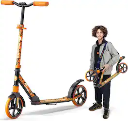 Outdoor Cruiser - Kick Scooter – Foldable, 8" Wheels, 3-Level Adjustable, for Ages 6+, Teens & Adults, 250 lbs Max - Orange