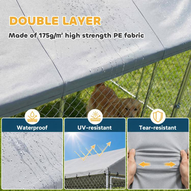 DOUBLE LAYER  
Made of 175g/m² high strength PE fabric

Waterproof  
UV-resistant  
Tear-resistant